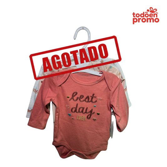 Pack de 3 bodies BON BEBÉ manga larga de algodón - niña